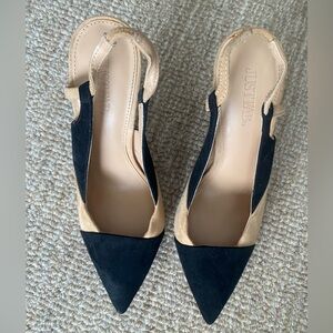 Giana JustFab Elegant Black and Tan leather suede Heels